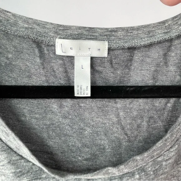 Leith Dress Bodycon Ruched Long Sleeve Cloudy Grey Crewneck Lightweight Sz Large - Picture 4 of 7